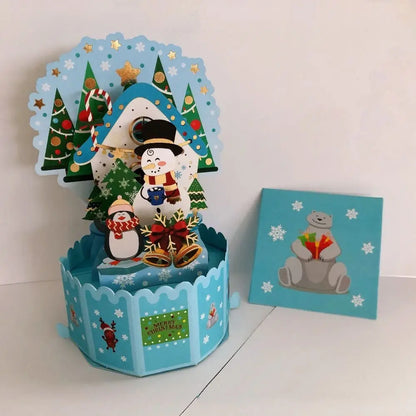 3D Pop Up Greeting Cards Merry Christmas Cards New Year Greeting Cards Birthday Blessing Postcard Swan Mermaid Thank You Cards