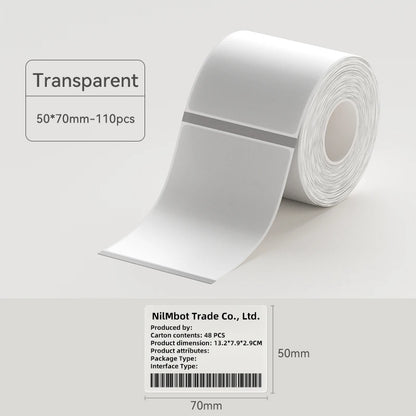 Thermal Transparent Label Sticker for NiiMbot B1/B21/B3S/B31 Printer Anti-Oil Waterproof Tear-Resistant Label Paper