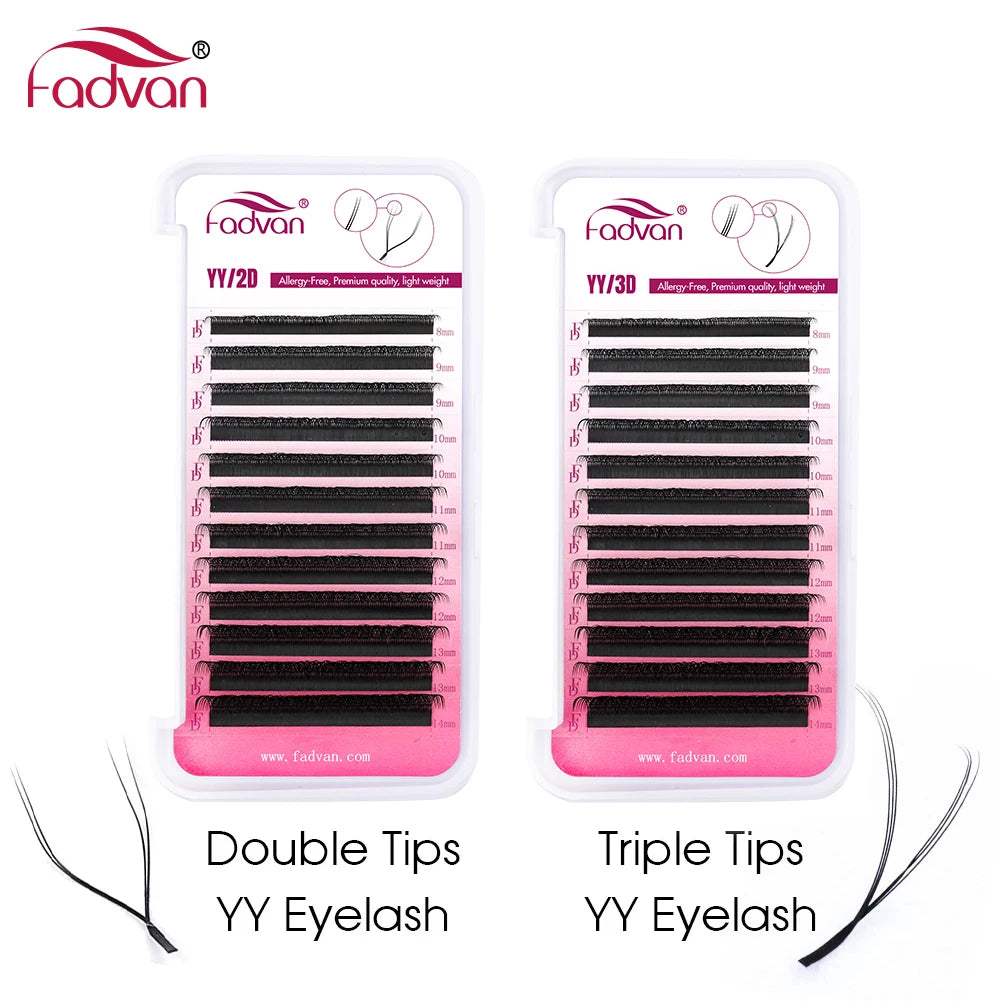 Vente en gros 10 pièces/lot extension de cils en forme de YY faux cils construction maille entourage croix YY/VV cils pointe fendue fournitures de maquillage
