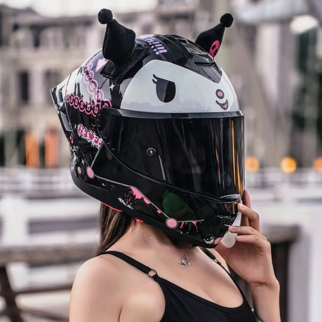 Sanrio Kuromi Cartoon Motorcycle Helmet Fashion Hello Kitty Scooter Helmet Cute High Quality Cute Helmet Four Seasons Gift