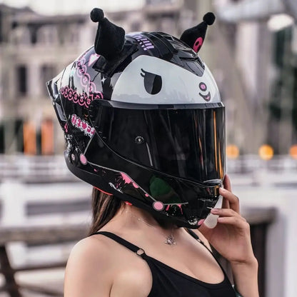 Sanrio Kuromi Cartoon Motorcycle Helmet Fashion Hello Kitty Scooter Helmet Cute High Quality Cute Helmet Four Seasons Gift