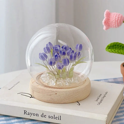 Artificial Tulip Flower Night Light Handmade DIY Bedside Lamp LED Night Lamp Bedroom Decor Christmas Birthday Gifts Table Lamp