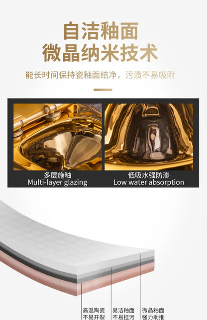 Siphon Water-Saving Mute Tuhao Gold Toilet Anti-Blocking Deodorant Ceramic Electroplating Gold