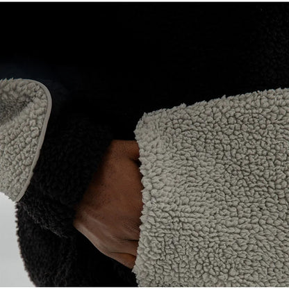 Manteau d'hiver en laine d'agneau pour homme, chaud, épais, mode décontractée, lettre brodée, capuche, ample, fermeture éclair, poche, veste en fausse peau de mouton
