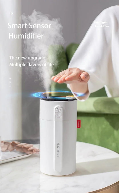 800ML Smart Induction Air Humidifier 2000mAh Battery USB Rechargeable Essential Oil Diffuser Air Humidifier for Home Car