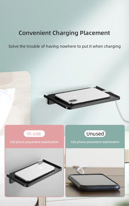 ABS Bathroom Shelf Storage Rack Black Shelves Wall Holder Shower Basket Phone Storage Bathroom Organization WB8011