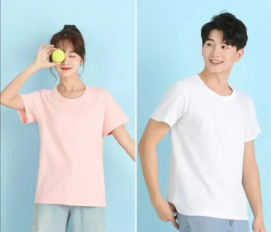 2024 Summer New Sports T-shirt 100% Cotton 2 English Letter Printing High Quality Round Neck Street Clothing Top Casual Clothing