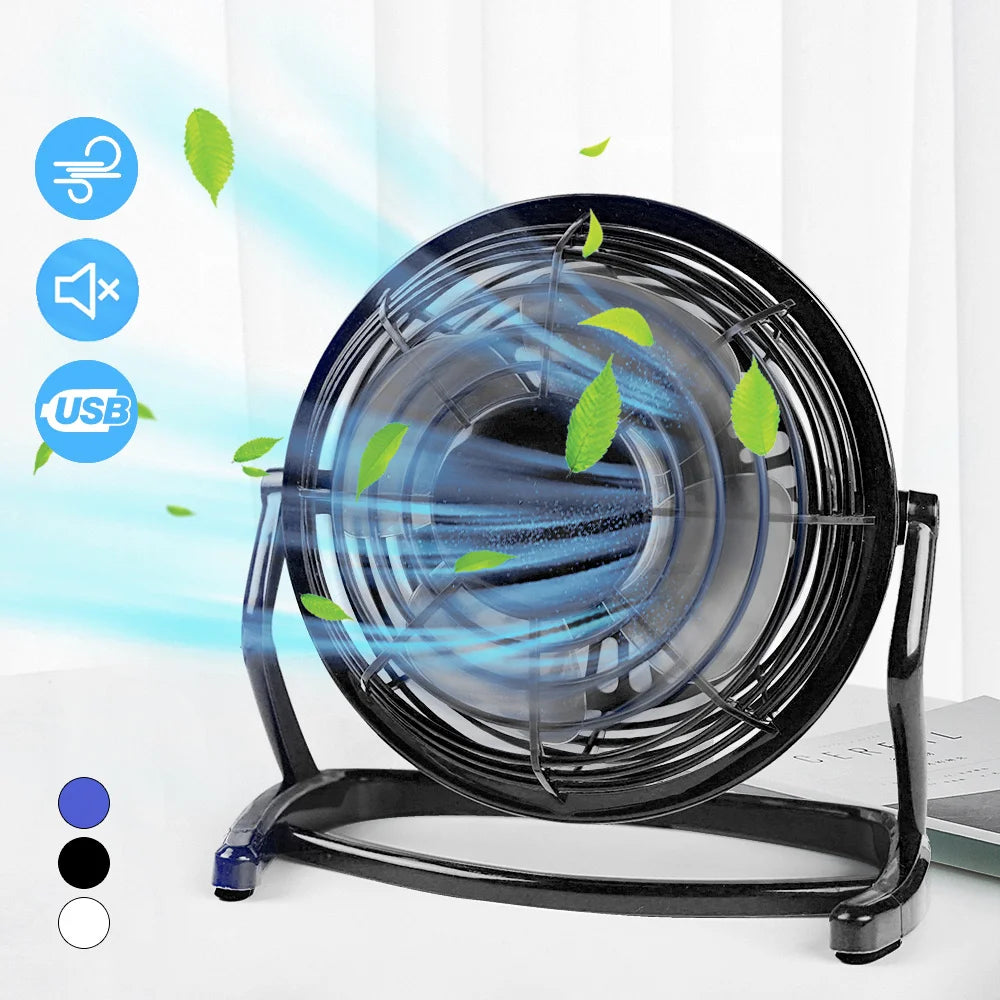 USB Silent Fan Desk Cooler for Laptop Notebook Desktop PC Ofiice Summer Cooling Fan 4 Blades Rotatable USB Mini Fans Socket