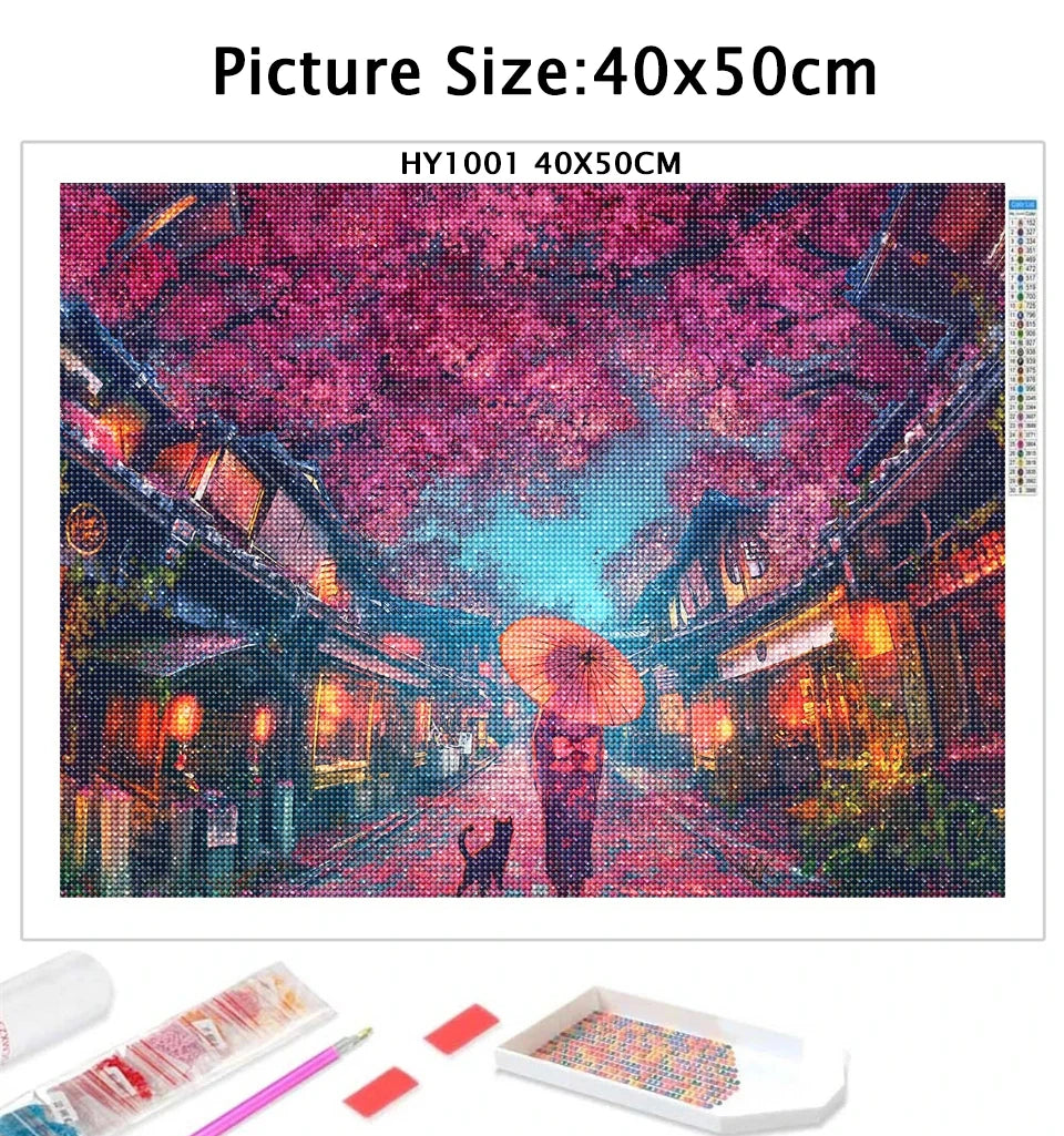 5D Japanese Anime Diamond Painting Cartoon Girl Dragon Full Diamond Embroidery Diy Mosaic Cross Stitch Kits Home Decoration Gift