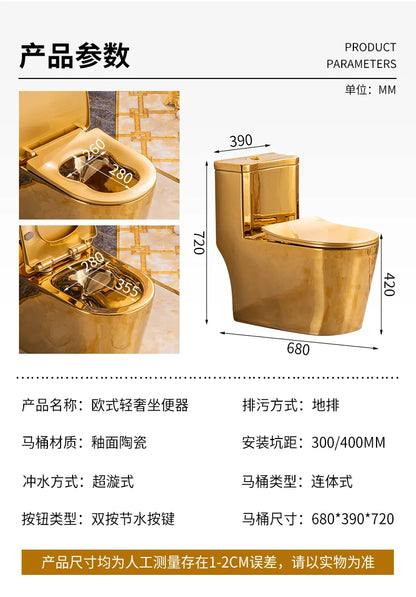 Siphon Water-Saving Mute Tuhao Gold Toilet Anti-Blocking Deodorant Ceramic Electroplating Gold