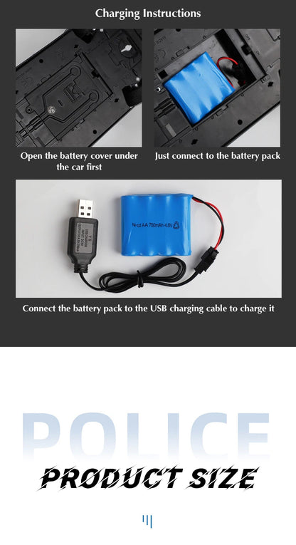 1/12 Rc Police Car Kids Toy 2.4G Remote Control Vehicle Simulation with Light Electric Radio Control Car Kids Gift Toys for Boys