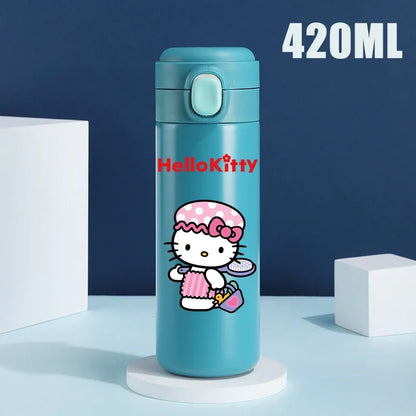 Sanrio 420 ML Thermos Mug Hello Kitty Cartoon 304 Stainless Steel Portable Water Cup Travel Water Bottle Kawaii Cups Kids Gifts