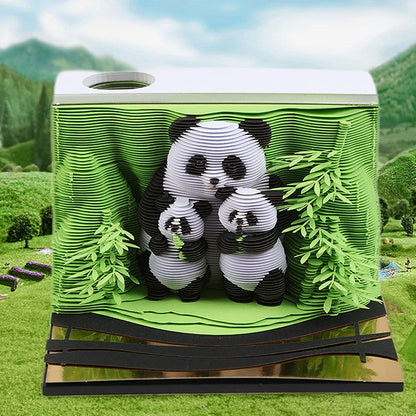 Calendario de escritorio Panda 2025 Calendario Bloc de notas Calendario de escritorio creativo Bloc de notas de bricolaje Calendario de arte 3D Tallado de papel Regalo Casa