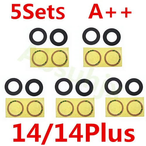 Absuhjx 5sets A++ Back Camera Glass Lens for iPhone 11 12 13 Pro Max 13Mini 14 14Plus X XS XR Rear Cam Holder