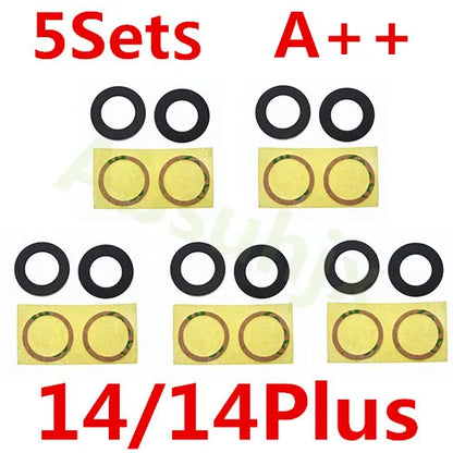 Absuhjx 5sets A++ Back Camera Glass Lens for iPhone 11 12 13 Pro Max 13Mini 14 14Plus X XS XR Rear Cam Holder