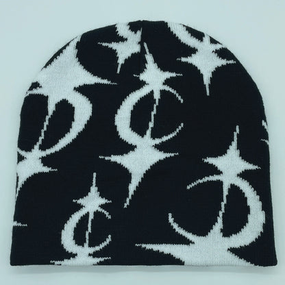 2024 New Knitted Hat Front And Back Jacquard Star Pattern, Street Fashion Trend Personality Skullcap Adult Hat