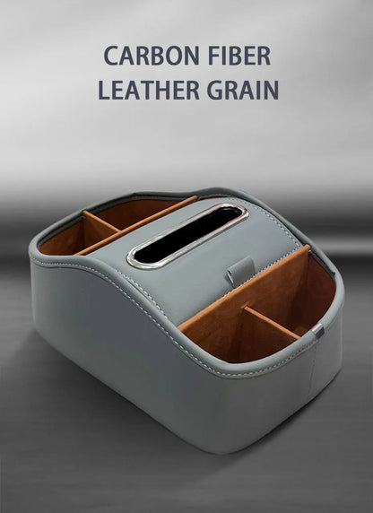 SEAMETAL Car Armrest Box Universal Center Console Organizer Multi-Functional Pu Leather Auto Arm Rest Storage Box Tissue Holder