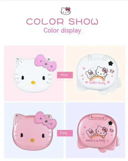 Sanrio Hello Kitty Flip Phone New Cartoon Cute Children White Pink Kawaii Mini Phone Children Birthday Gifts Fashion Model Toys