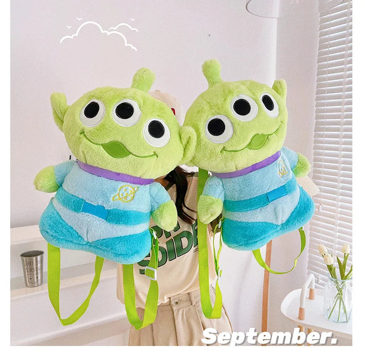 40cm Genuine Disney Toy Story Alien Plush Schoolbag Backpack Kawaii Soft Cartoon Stuffed Toy Child Kawaii Backpacks For Children