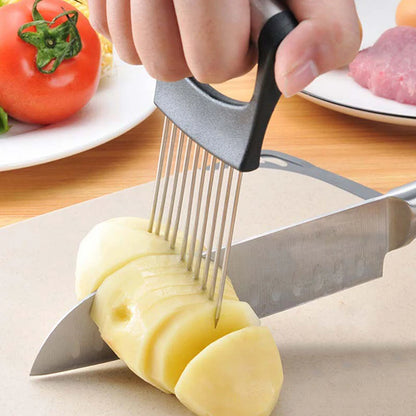 Stainless Steel Onion Slicers Holder Vegetable Tomato Shredders Kitchen Tools For Slicing Meat Cheese Blocks Pin Needle