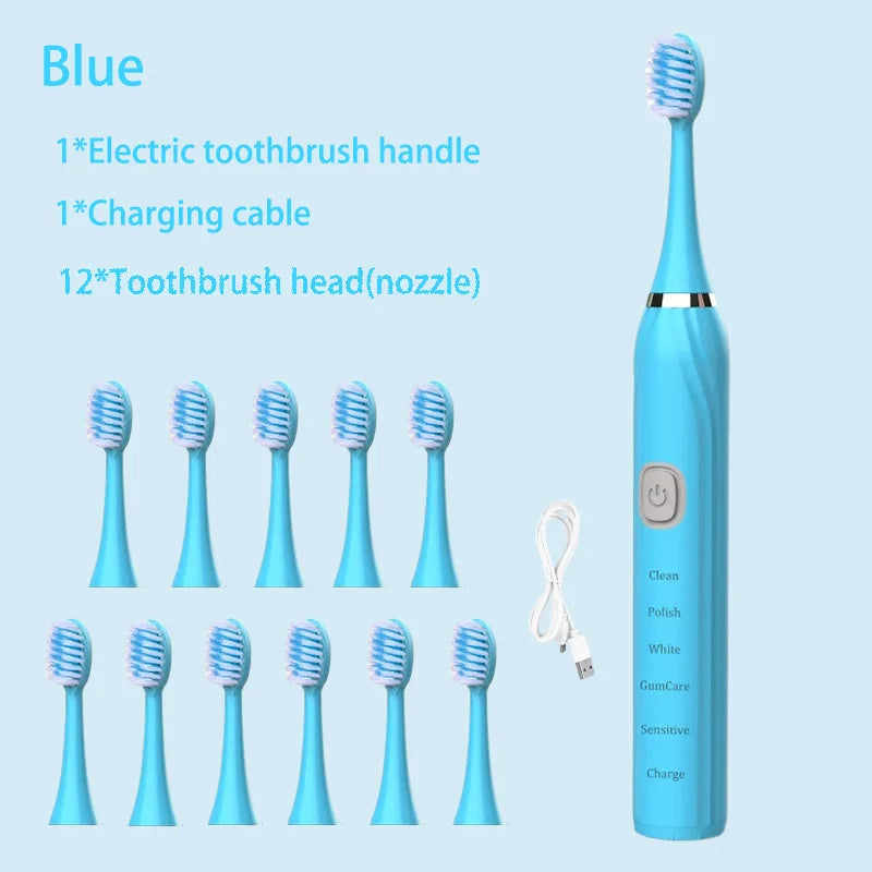 Sonic Electric Toothbrush 5 Mode USB Charger Timer Brush Rechargeable Deep Clean Tooth Brushes Replacement Heads Set For Adults