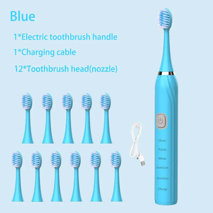 Sonic Electric Toothbrush 5 Mode USB Charger Timer Brush Rechargeable Deep Clean Tooth Brushes Replacement Heads Set For Adults