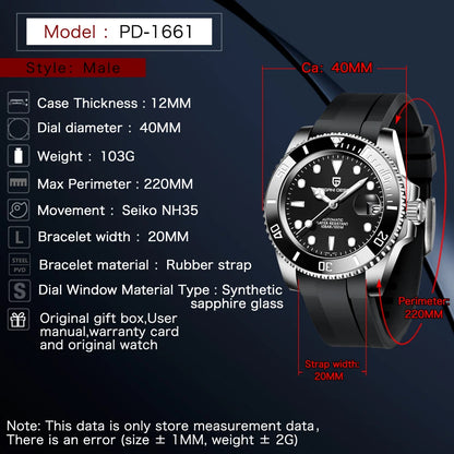Pagani Design 2024 New NH35 Luxury Men's Automatic Mechanical Watch Top of the line Sapphire Stainless Steel Waterproof Sport 10