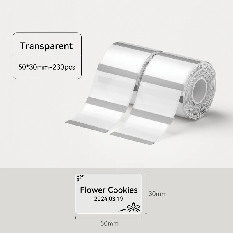 Thermal Transparent Label Sticker for NiiMbot B1/B21/B3S/B31 Printer Anti-Oil Waterproof Tear-Resistant Label Paper