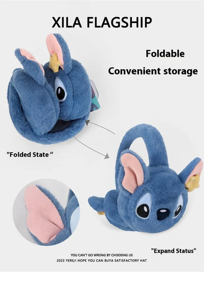Original Disney Stitch Alex Didi Ear Muffs Gloves Plush Windproof Warm Cute 2024 New Ear Bags Children Ear Cover Winter Kid Gift