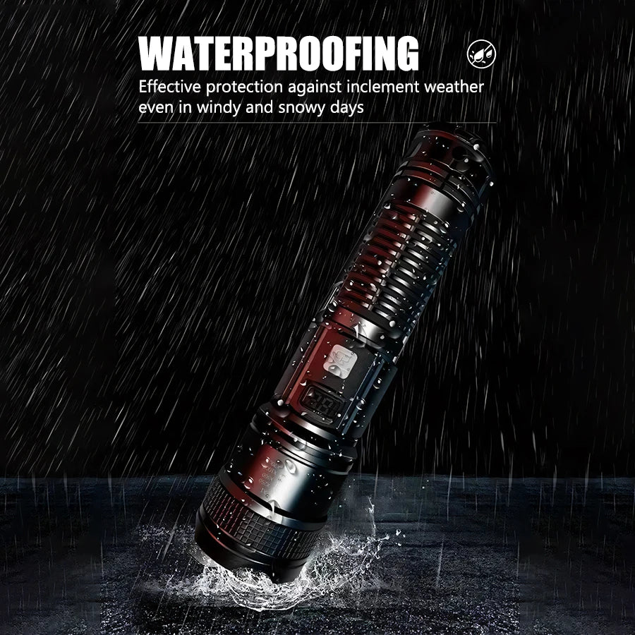 100000 Lumens Super Bright Long Range LED Flashlight Tactical Flashlight Outdoor Waterproof Flashlight Camping Lantern Torch