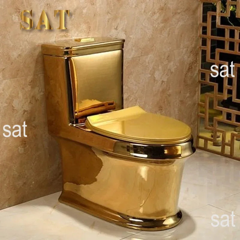 Safe and Comfortable Luxury Western Bath Ceramic Gold Toilet S Trap  WC Toilet