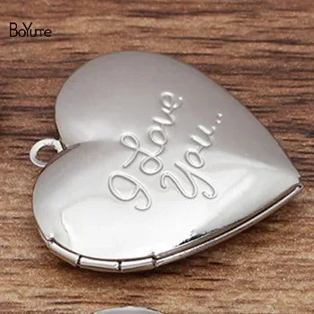 BoYuTe (10 Pieces/Lot) 29*27MM Heart Pendant I Love You Love Locket Factory Direct Wholesale Metal Brass Photo Locket Pendant