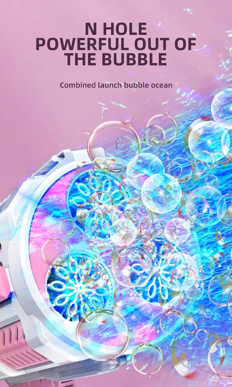 Máquina de burbujas de jabón con forma de cohete y pistola de burbujas N-Hole, lanzador espacial eléctrico, regalo para el Día del Niño que sigue produciendo burbujas con luz