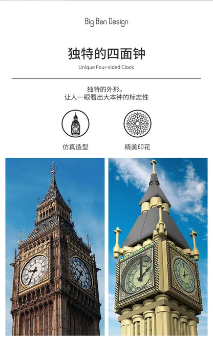 815Pcs United Kingdom Big Ben Model Building Blocks Famous Urban Architecture Street View Series DIY Toys for Girl Boy Gift