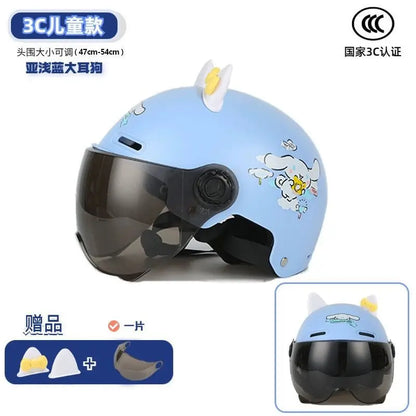 Vintage Cartoon Cute Sanrio Kuromi Helmet Electric Car Women's Summer 3C Certification Half Helmet Cute Children's Adult Helmet