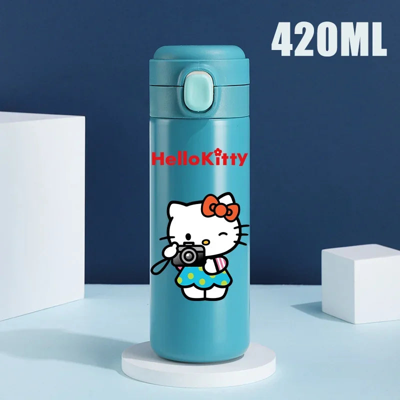 Sanrio 420 ML Thermos Mug Hello Kitty Cartoon 304 Stainless Steel Portable Water Cup Travel Water Bottle Kawaii Cups Kids Gifts