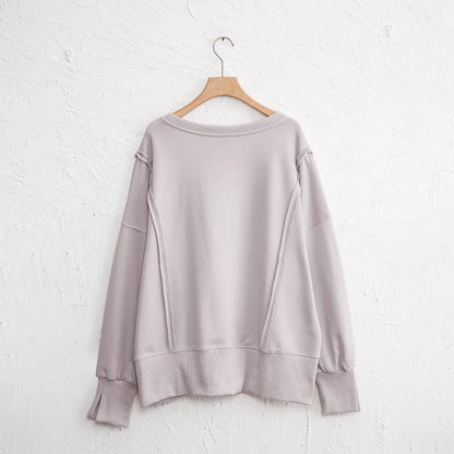 Oversized 100% Cotton Women Sweatshirts Long Sleeve Patchwork Open Side Streetwear Harajuku Pullovers Autumn Clothes For Women