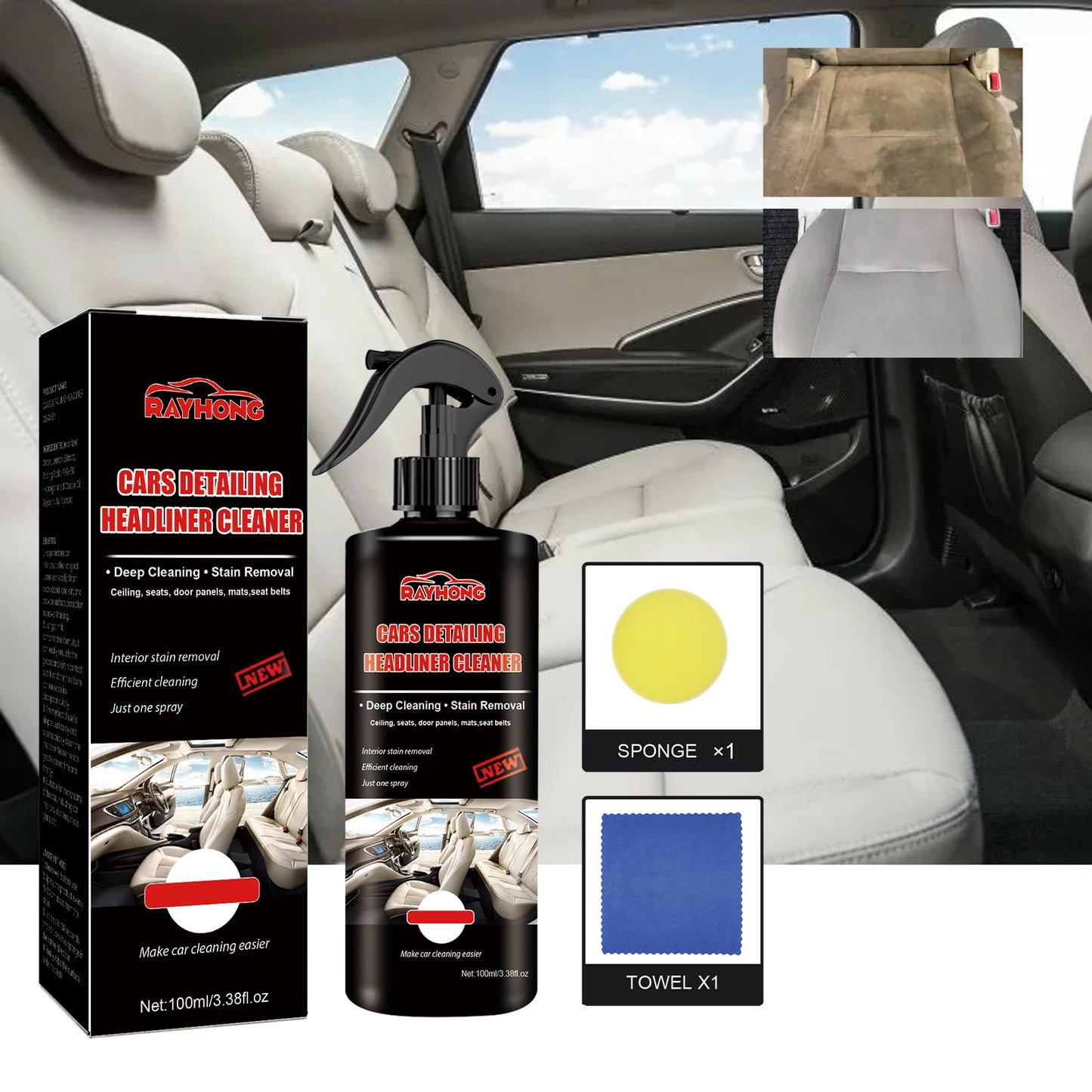 Rayhong Car Spray Cleaner 120ml Liquid Multi-Purpose Car Cleaner Spray Protective Powerful Automotive Cleaning Spray For Alloy