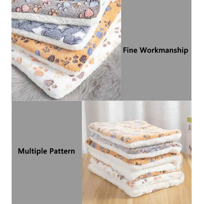 Pet Winter Warm Blanket Mat Multi-type Pet Dog Kennel Cat Kennel Cute Print Soft Breathable Blanket Pet Supplies