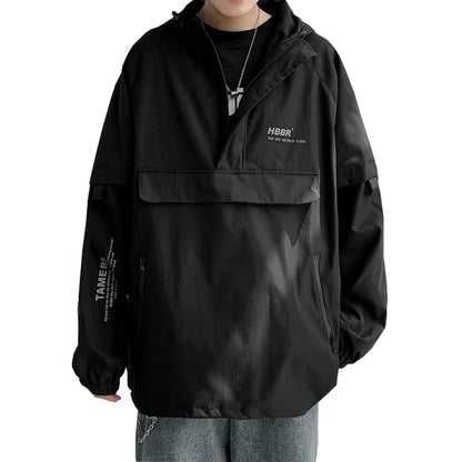 2024 New Autumn Streetwear Men Jackets Zipper Up Jacket Windbreaker Harajuku Thin Coats Loose Harajuku Oversized Outwear