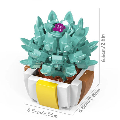 Simulation Succulents Flowers Bricks Plants Bonsai Cactus Aloe Vera DIY Assembled Toy Building Blocks Creative Kids Toys Gift