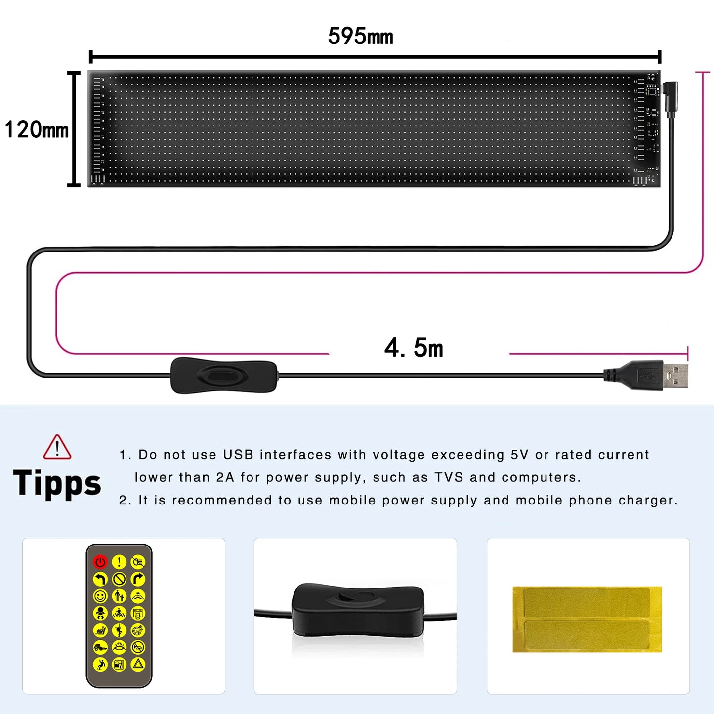 5V USB LED Matrix Pixel Panel Light Bluetooth App Control Scrolling Advertising LED Car Sign Animation Programmable For Car Shop