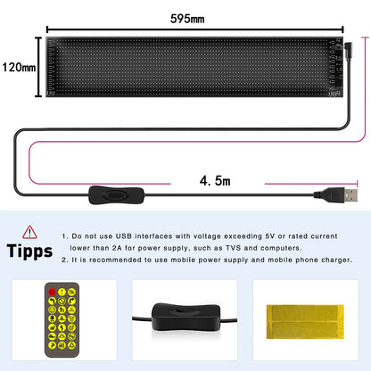 5V USB LED Matrix Pixel Panel Light Bluetooth App Control Scrolling Advertising LED Car Sign Animation Programmable For Car Shop