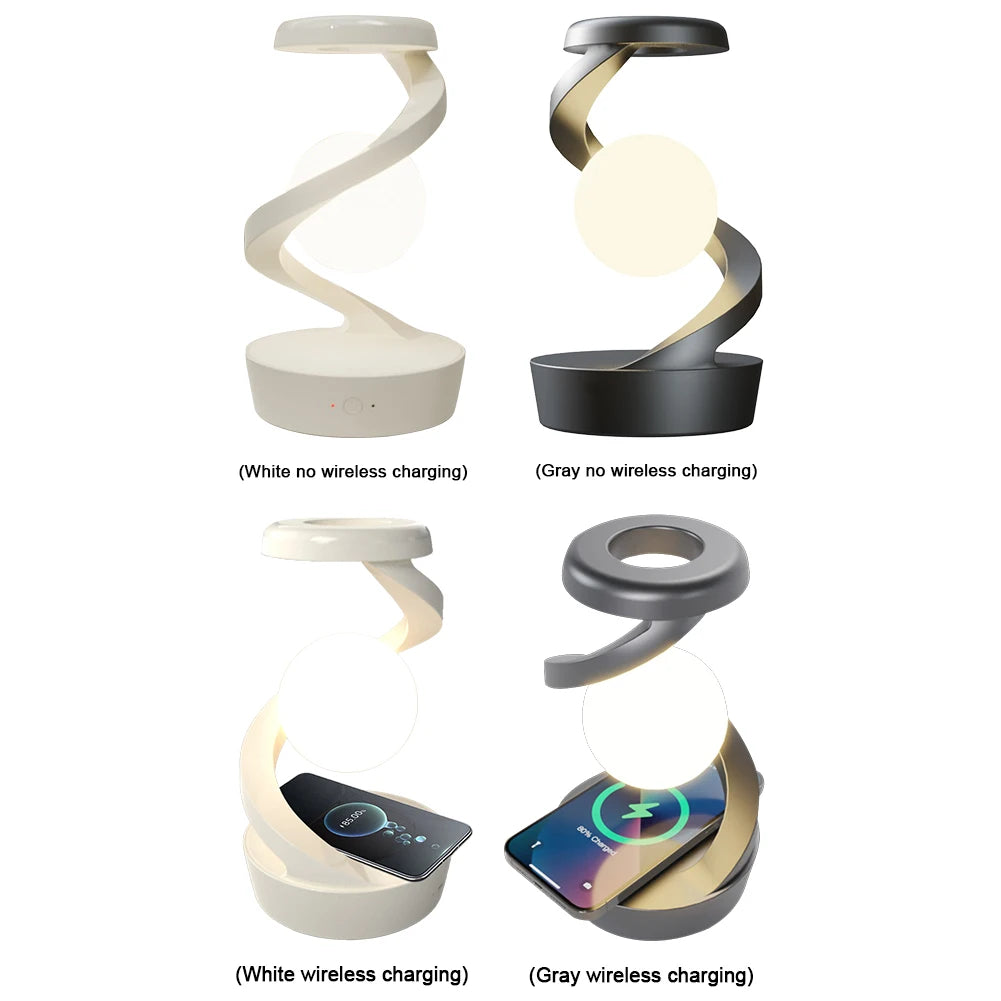 3D Levitating Ball Lamp with Wireless Charging 3D LED Lamp Floating Moon Table Lamp RGB Rotating Wireless Floating Lamp Decor