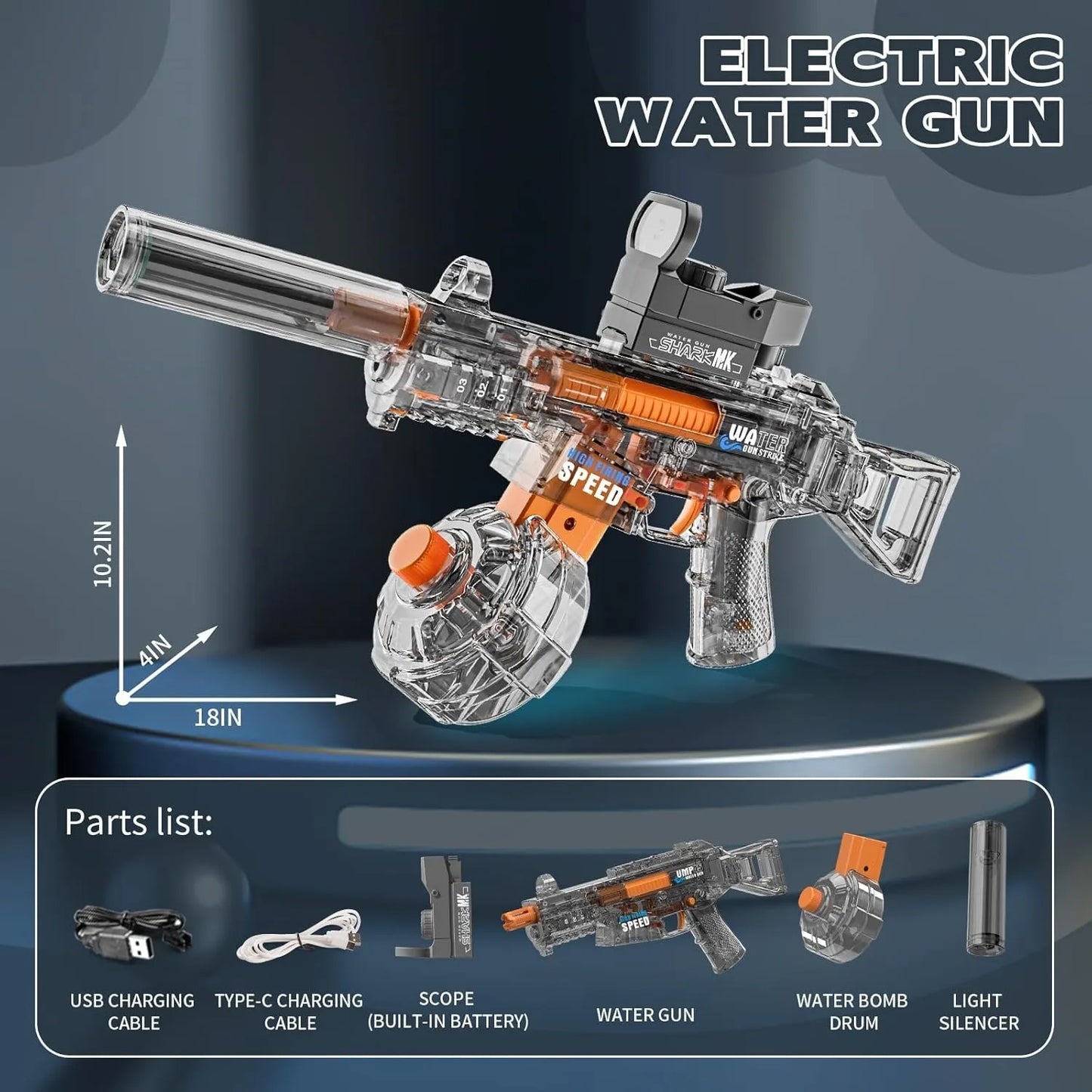2024 Summer Automatic Electric UMP45 Submachine Water Gun Fights Toy Water Outdoor Beach Swimming Pool Toys Adult Kids