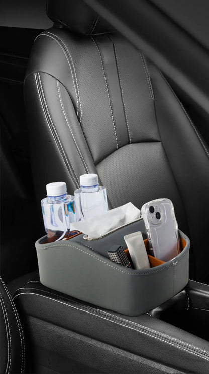 SEAMETAL Car Armrest Box Universal Center Console Organizer Multi-Functional Pu Leather Auto Arm Rest Storage Box Tissue Holder