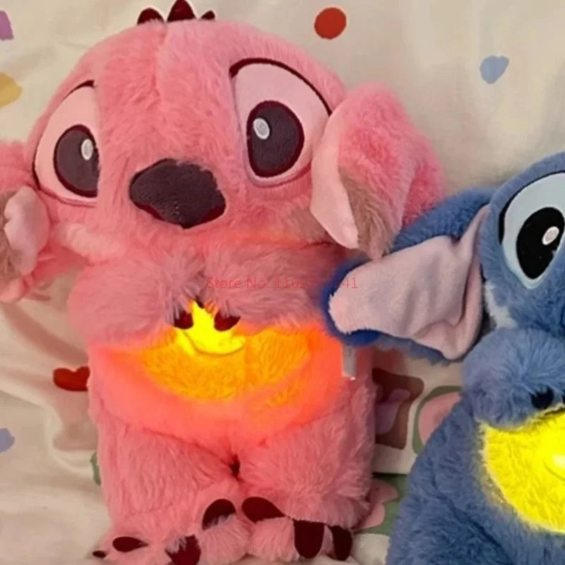 Stitch Kawaii Plush Doll Baby Sleeping Companion Sound Soothing Musical  Kawaii With Air Bag and Light Doll Breathing Gifts Toys