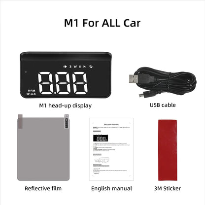 WYING M3 Auto OBD2 GPS Affichage tête haute Électronique automatique HUD Projecteur Affichage Compteur de vitesse de voiture numérique Accessoires pour toutes les voitures