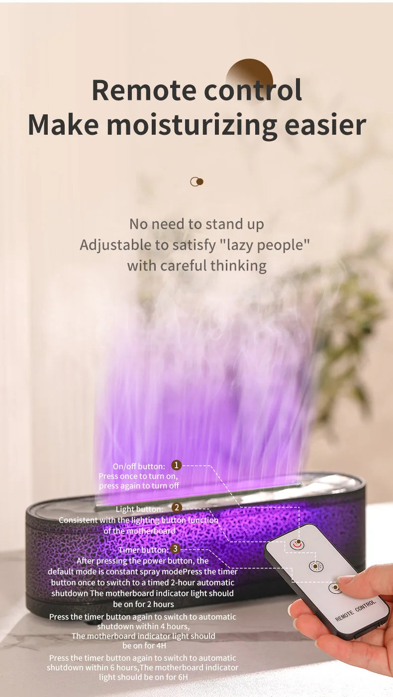 Rainbow Aroma Diffuser Fire Flame USB Air Humidifier for Home Room Fragrance Essential Oil Diffuser Remote Control Aromatherapy