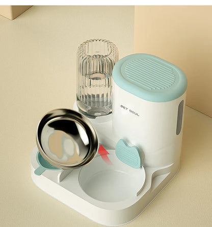 Comedero automático para gatos, cuenco de comida para gatos de gran capacidad con fuente de agua, dispensador para perros pequeños y gatos, contenedor de almacenamiento de alimentos